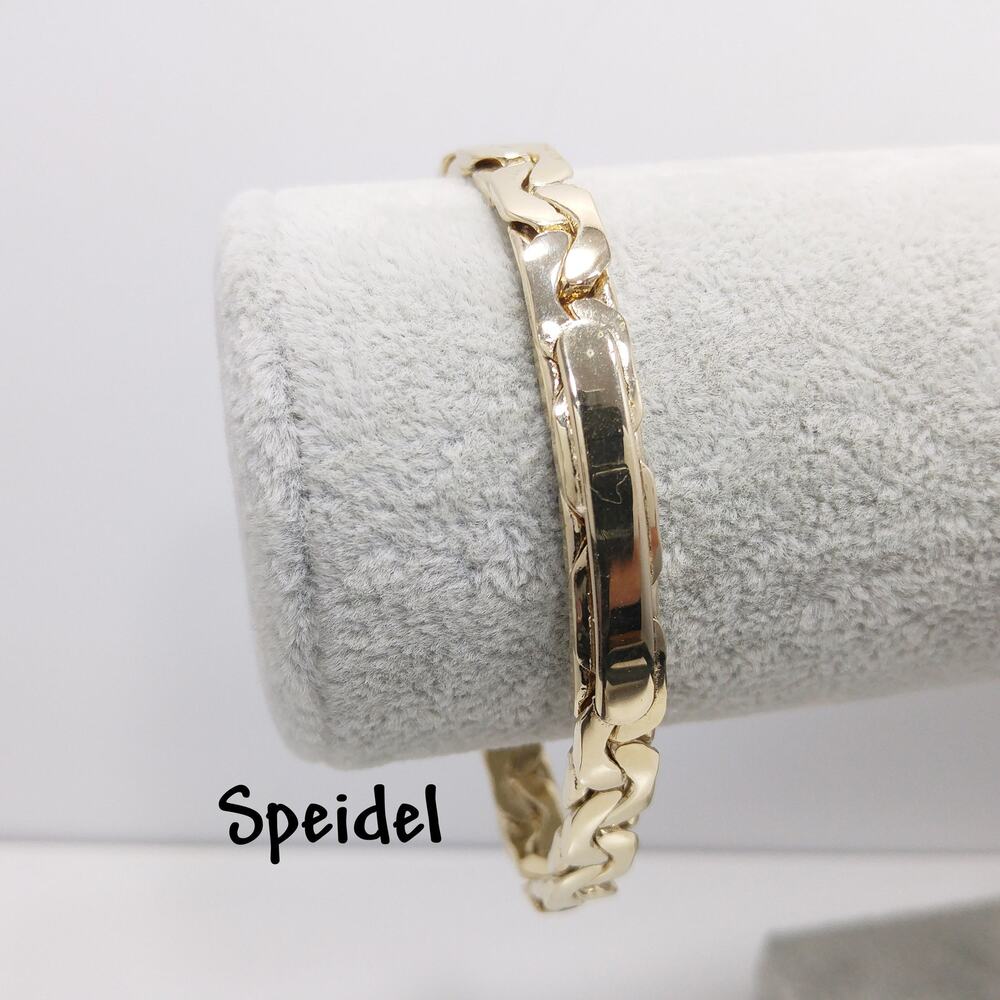 Vintage Speidel USA Gold Tone ID Bracelet Blank Engravable Bar 8 Inch